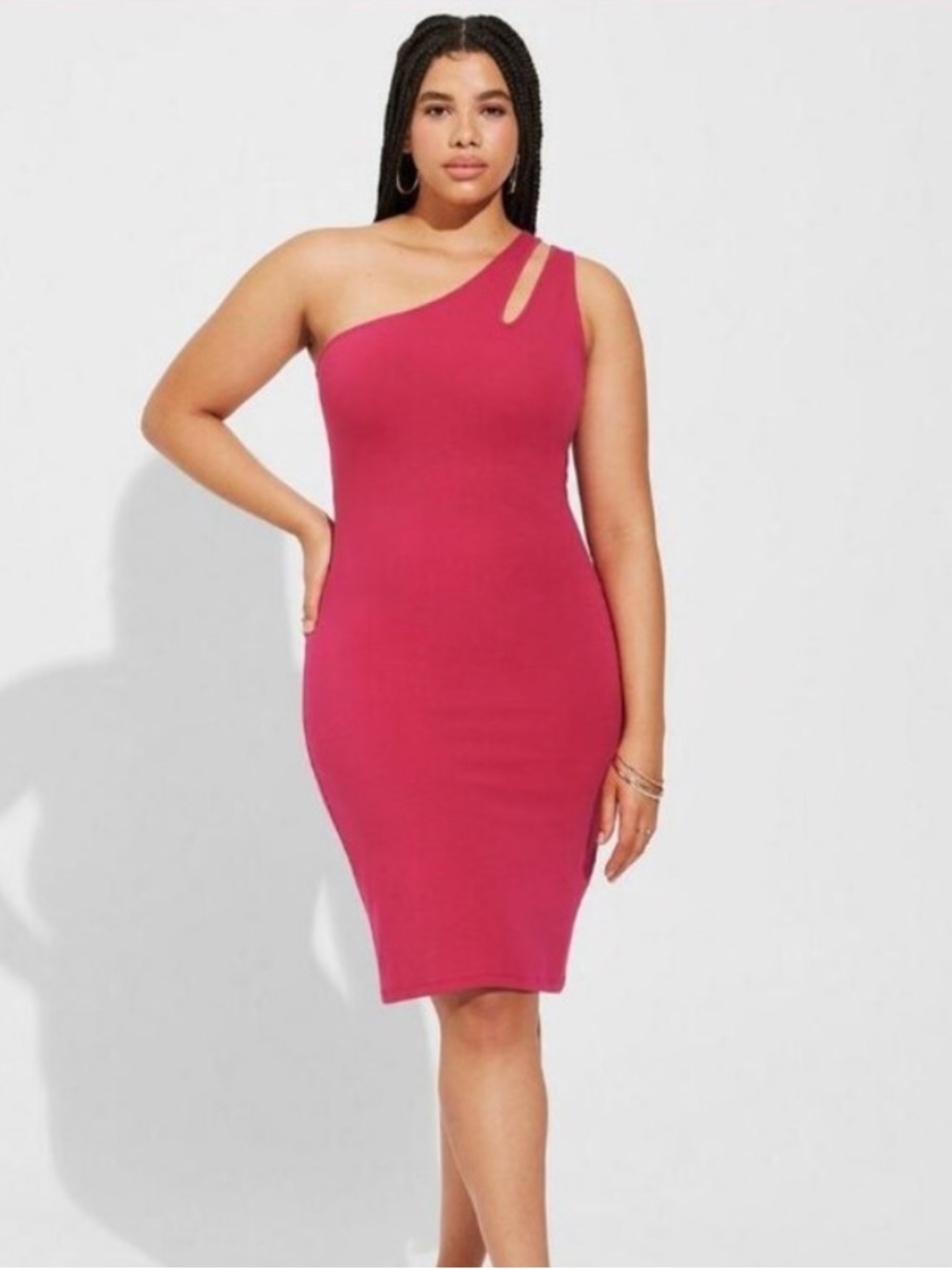 Torrid Brand New! Mini Foxy on shoulder bodycon dress cherries jubilee